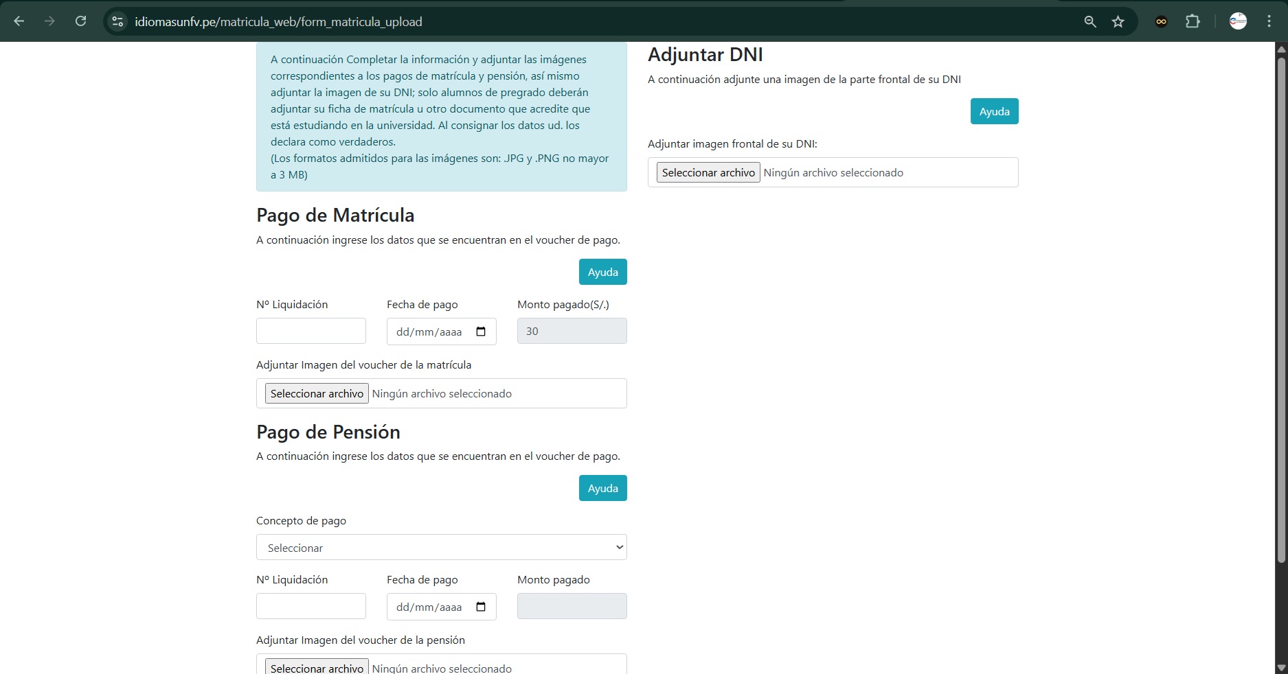 Registro de vouchers de pago